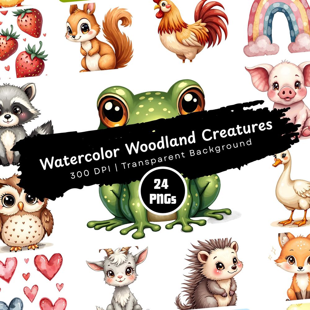 Woodland Animals Clipart – Watercolor