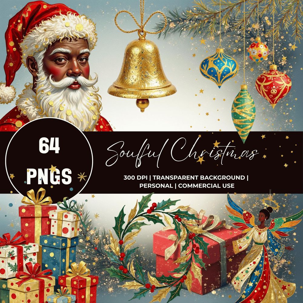 Boho Christmas Clip Art – 64 Soulful PNGs, African American ...
